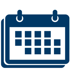 Simple calendar icon with a blue and white colors